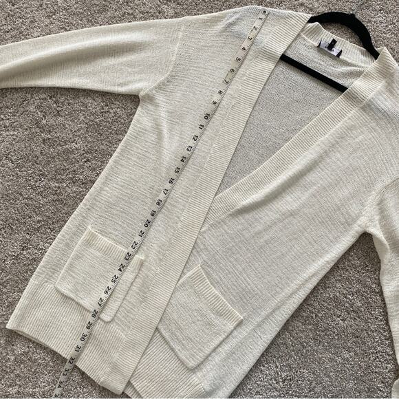 Theory Cream White Easy Open Cardi Sash Cardigan Sweater Square Pocket Large - Picture 7 of 7